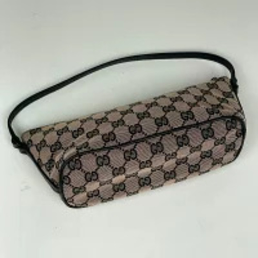 Gucci brown Clutch black GG canvas handbag accessory Brown Black